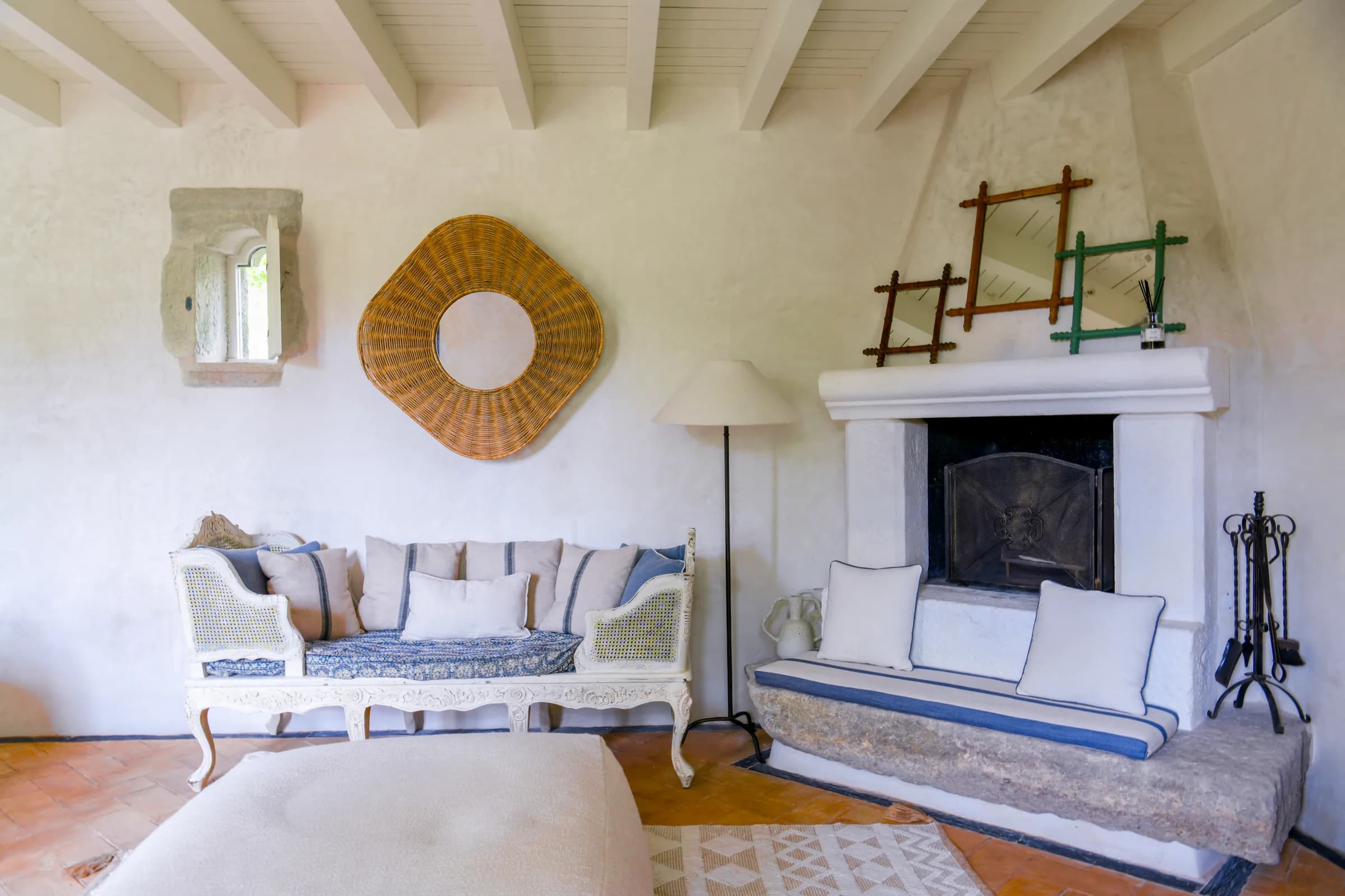 The Hortensia cottage seen from the garden, its own terrace and chimney