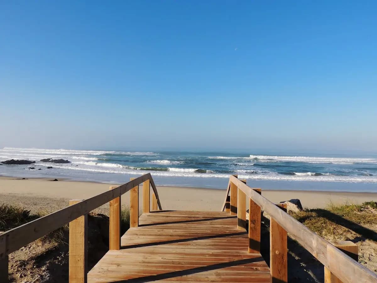 Wooden steps leading down through the dunes to an Atlantic beach